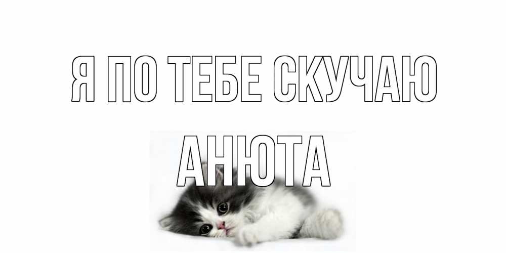 Открытка на каждый день с именем, Анюта Я по тебе скучаю кот, скука Прикольная открытка с пожеланием онлайн скачать бесплатно 