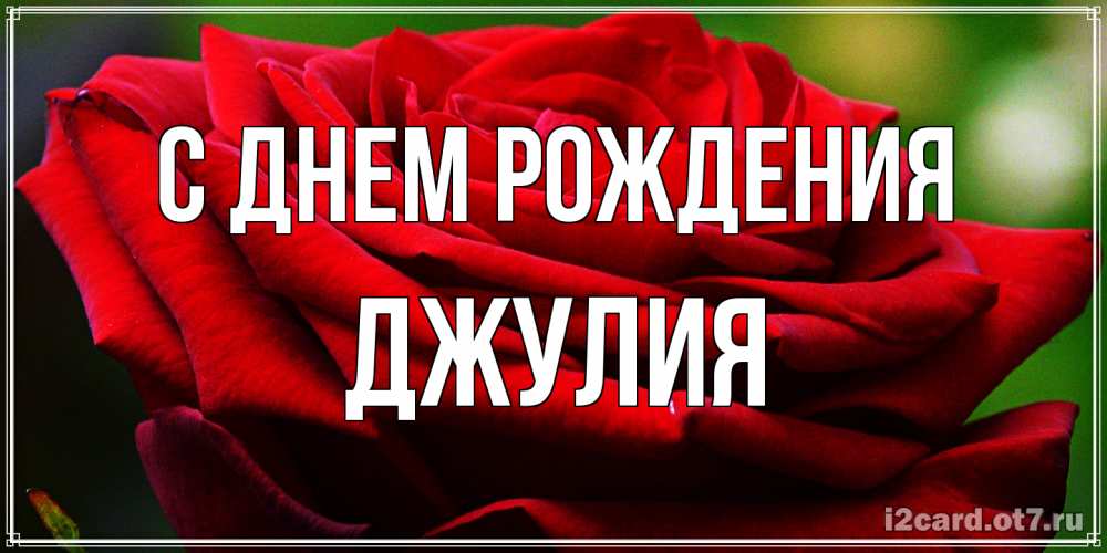 Открытка на каждый день с именем, Джулия С днем рождения розочка очень красивая Прикольная открытка с пожеланием онлайн скачать бесплатно 