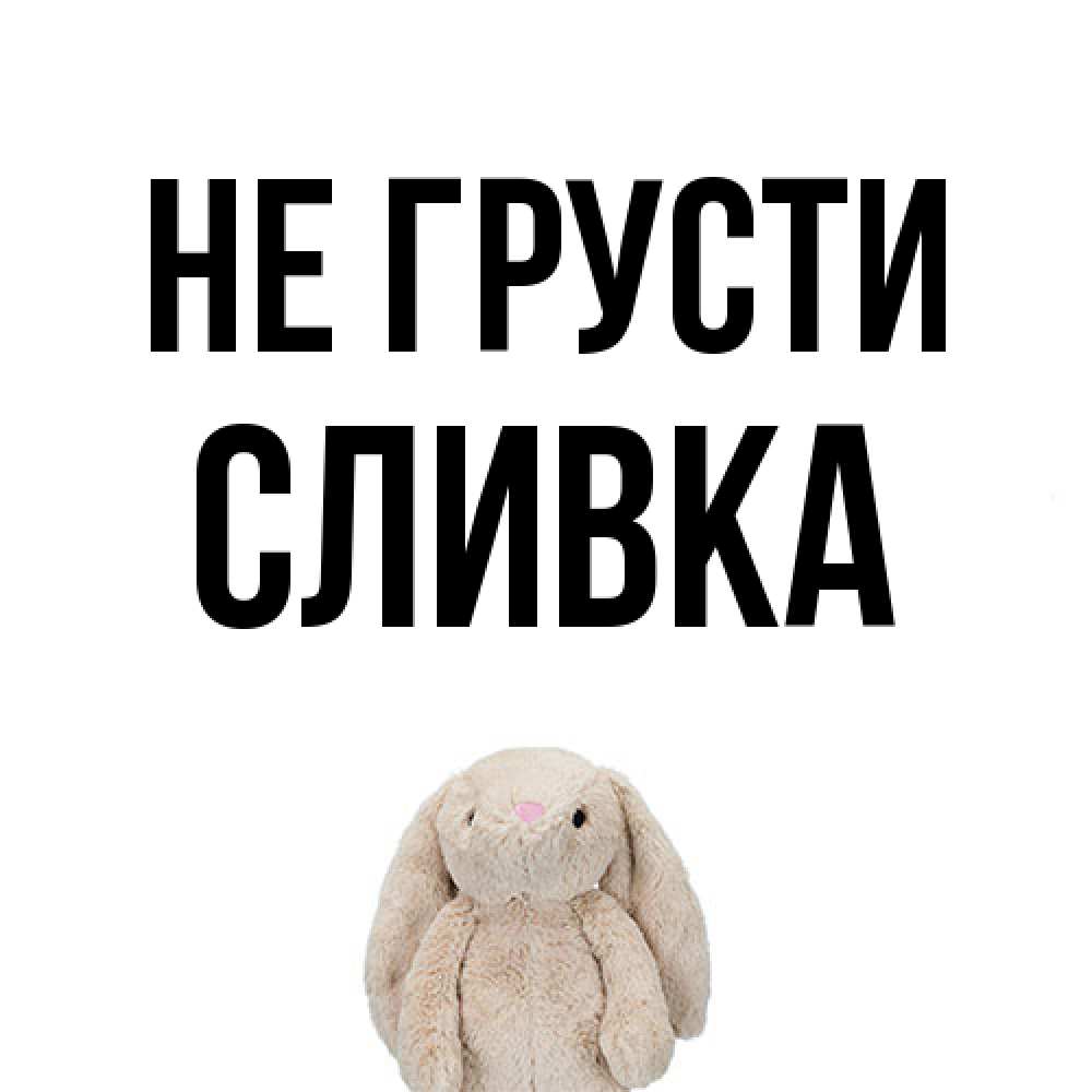 Открытка на каждый день с именем, Сливка Не грусти детская игрушка зайчика Прикольная открытка с пожеланием онлайн скачать бесплатно 