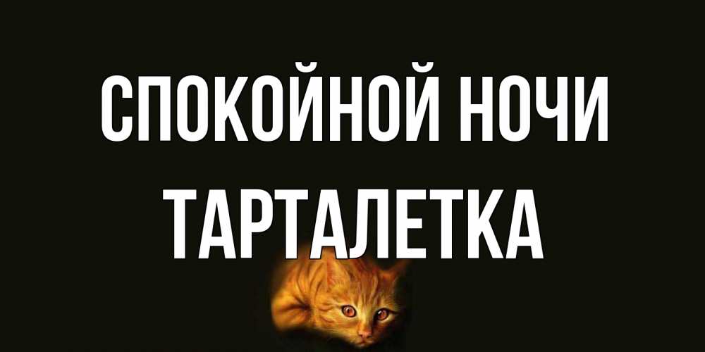 Открытка на каждый день с именем, Тарталетка Спокойной ночи кот Прикольная открытка с пожеланием онлайн скачать бесплатно 