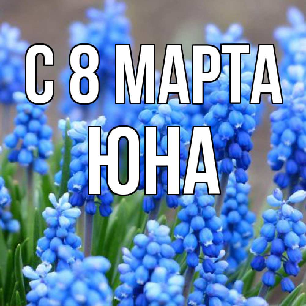 Открытка на каждый день с именем, Юна C 8 МАРТА Поздравительная открытка для женщин с цветами на праздничную дату Прикольная открытка с пожеланием онлайн скачать бесплатно 