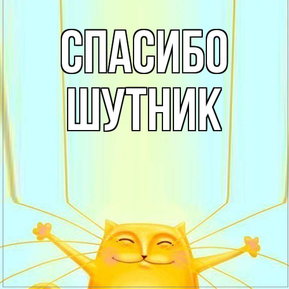 Открытка на каждый день с именем, Шутник Спасибо кот с усами благодарит Прикольная открытка с пожеланием онлайн скачать бесплатно 