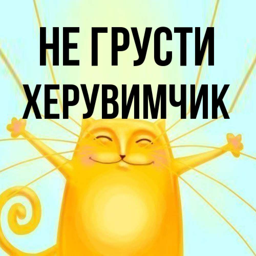 Открытка на каждый день с именем, Хеpувимчик Не грусти обнимашки усатые Прикольная открытка с пожеланием онлайн скачать бесплатно 