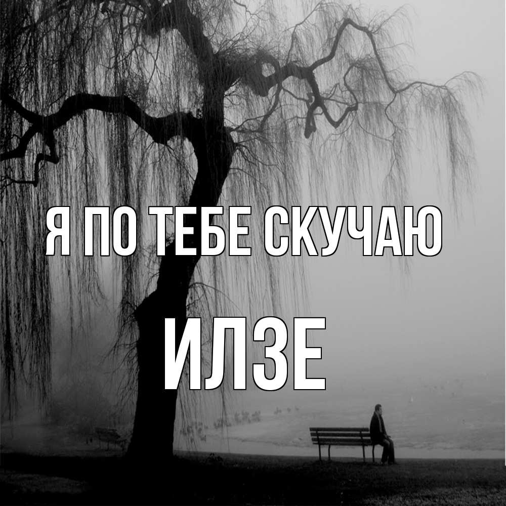 Открытка на каждый день с именем, Илзе Я по тебе скучаю лавочка под деревом я жду тебя Прикольная открытка с пожеланием онлайн скачать бесплатно 