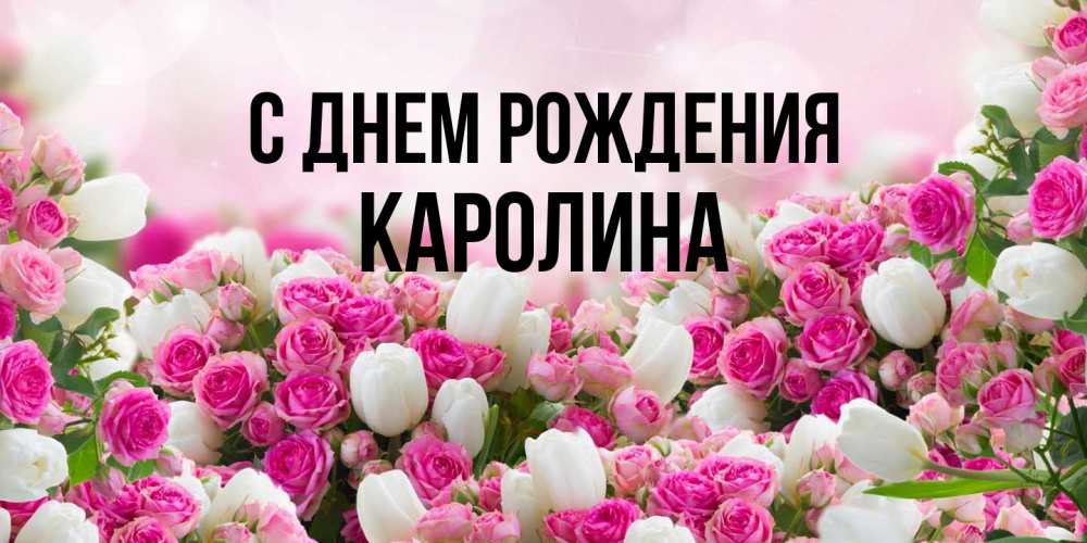 Открытка на каждый день с именем, Каролина С днем рождения открытка с разными розами Прикольная открытка с пожеланием онлайн скачать бесплатно 