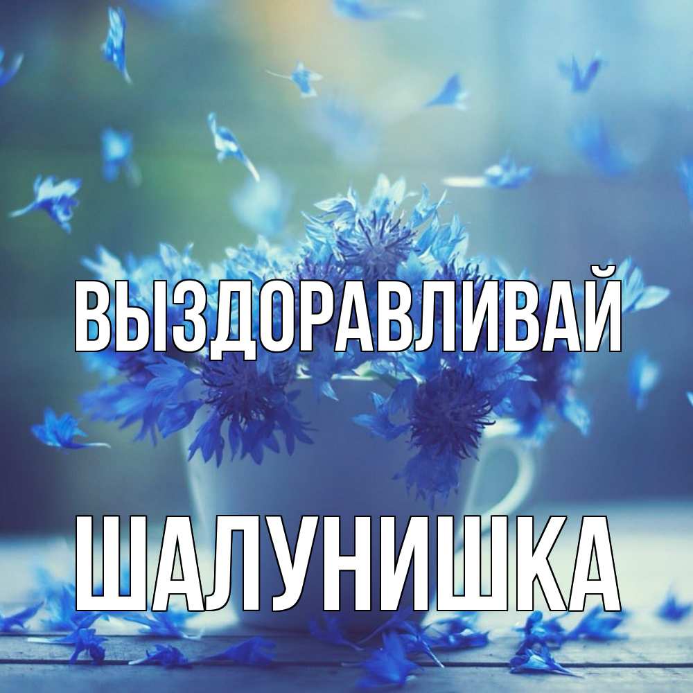 Открытка на каждый день с именем, шалунишка Выздоравливай кружка с зельем и цветами Прикольная открытка с пожеланием онлайн скачать бесплатно 