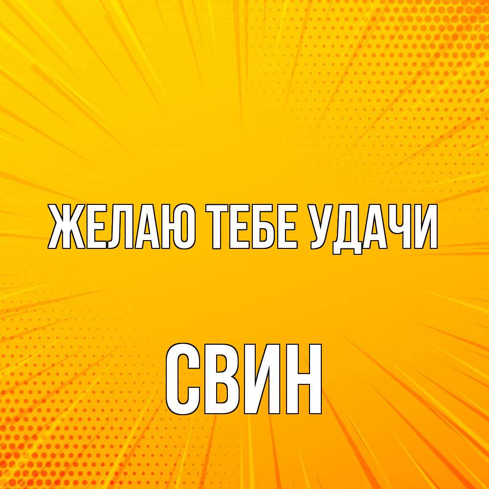 Открытка на каждый день с именем, Свин Желаю тебе удачи фон Прикольная открытка с пожеланием онлайн скачать бесплатно 
