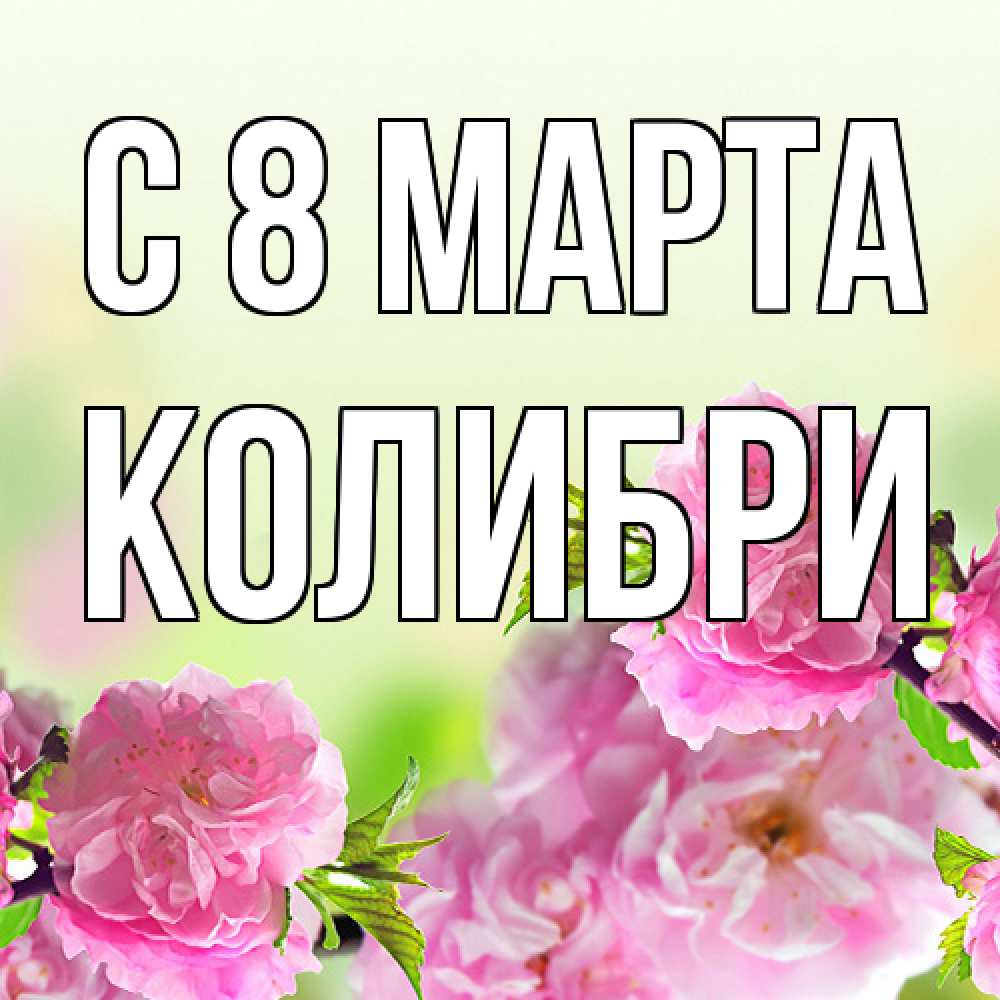 Открытка на каждый день с именем, Колибри C 8 МАРТА цветы Прикольная открытка с пожеланием онлайн скачать бесплатно 