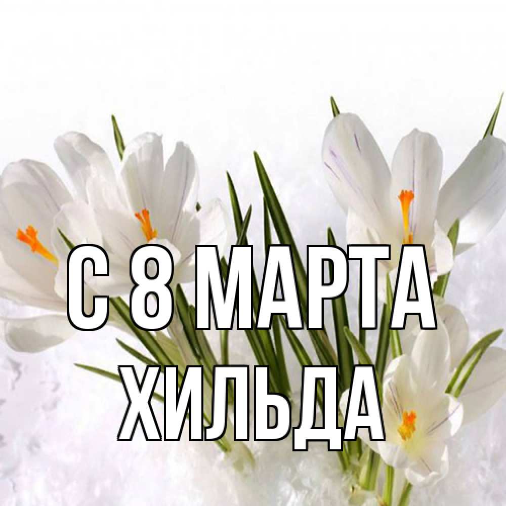 Открытка на каждый день с именем, Хильда C 8 МАРТА под снегом Прикольная открытка с пожеланием онлайн скачать бесплатно 