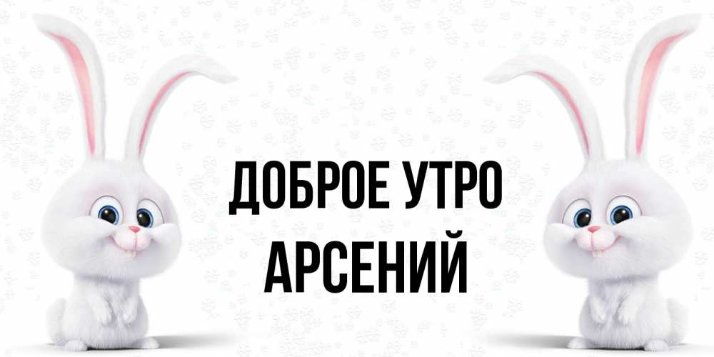 Открытка на каждый день с именем, Арсений Доброе утро кролики с длинными ушками Прикольная открытка с пожеланием онлайн скачать бесплатно 