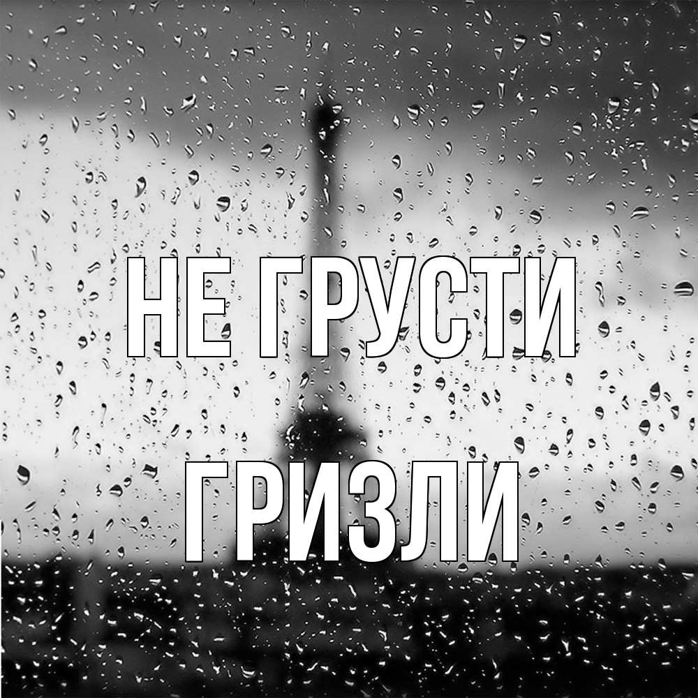 Открытка на каждый день с именем, Гризли Не грусти Париж и Эйфелева башня Прикольная открытка с пожеланием онлайн скачать бесплатно 