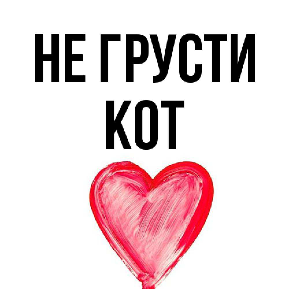 Открытка на каждый день с именем, Кот Не грусти сердечко Прикольная открытка с пожеланием онлайн скачать бесплатно 