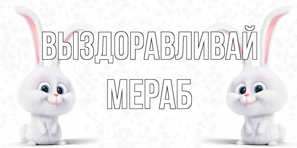 Открытка на каждый день с именем, Мераб Выздоравливай не болей с зайцем Прикольная открытка с пожеланием онлайн скачать бесплатно 