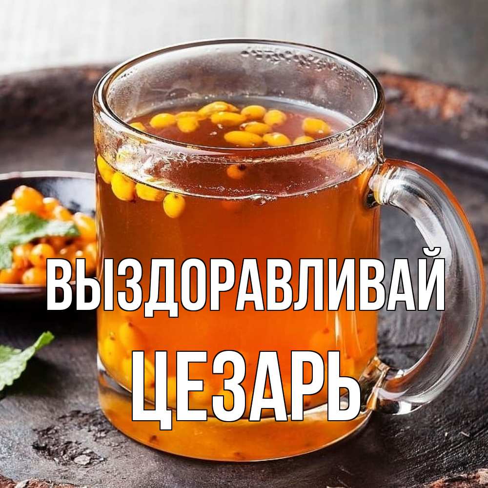 Открытка на каждый день с именем, Цезарь Выздоравливай лекарство от простуды Прикольная открытка с пожеланием онлайн скачать бесплатно 