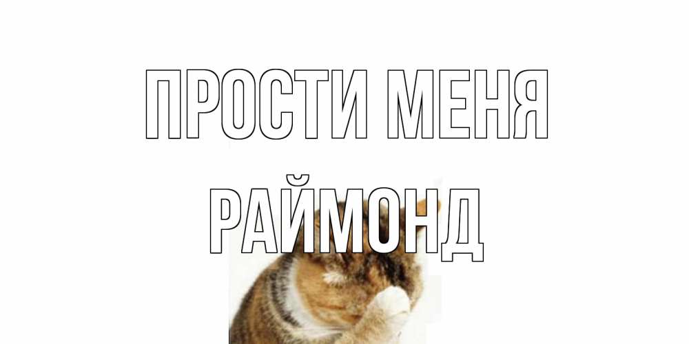 Открытка на каждый день с именем, Раймонд Прости меня кот Прикольная открытка с пожеланием онлайн скачать бесплатно 