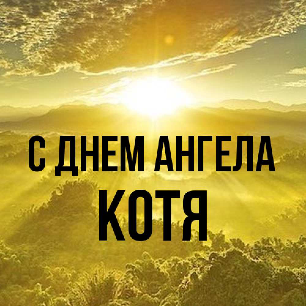 Открытка на каждый день с именем, Котя С днем ангела леса и небо в желтом Прикольная открытка с пожеланием онлайн скачать бесплатно 