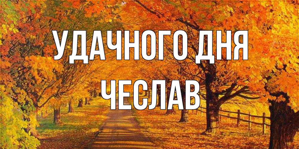 Открытка на каждый день с именем, Чеслав Удачного дня деревья с осенними листьями Прикольная открытка с пожеланием онлайн скачать бесплатно 