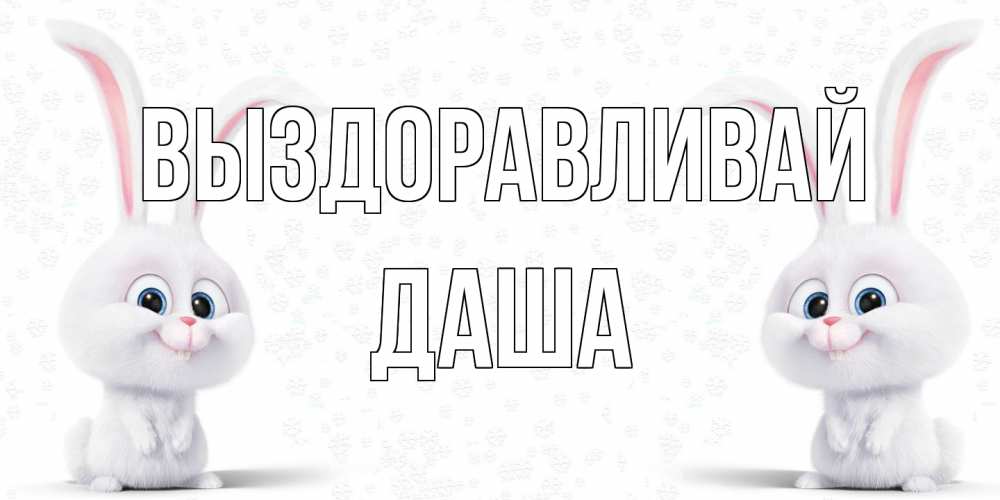 Открытка на каждый день с именем, Даша Выздоравливай не болей с зайцем Прикольная открытка с пожеланием онлайн скачать бесплатно 