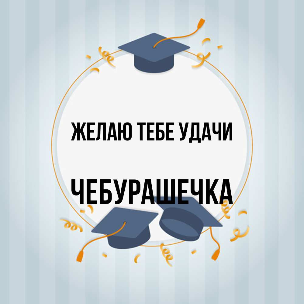 Открытка на каждый день с именем, Чебурашечка Желаю тебе удачи для студентов Прикольная открытка с пожеланием онлайн скачать бесплатно 