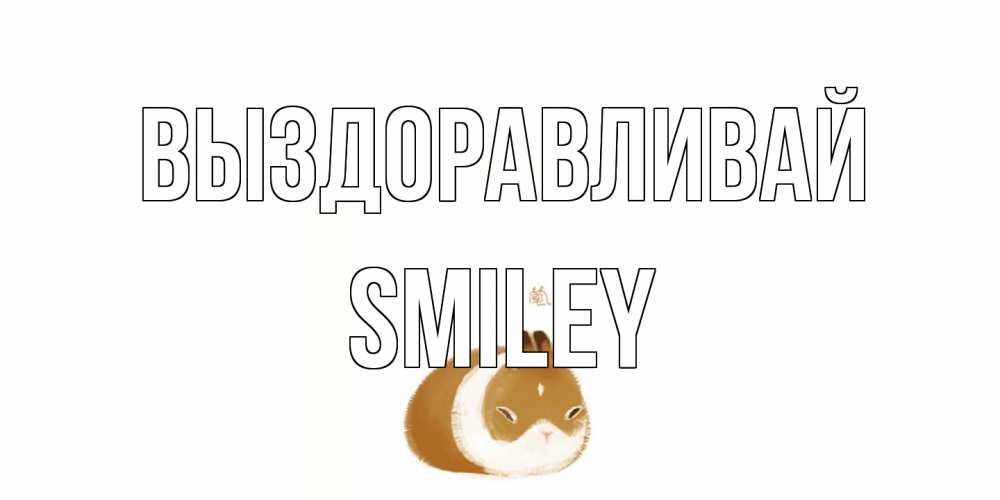 Открытка на каждый день с именем, Smiley Выздоравливай морская свинка на открытке с пожеланиями не болеть Прикольная открытка с пожеланием онлайн скачать бесплатно 