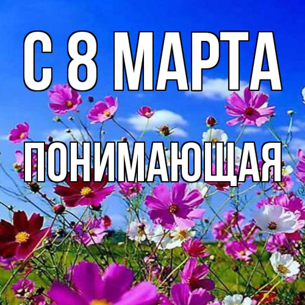 Открытка на каждый день с именем, Понимающая C 8 МАРТА цветы Прикольная открытка с пожеланием онлайн скачать бесплатно 