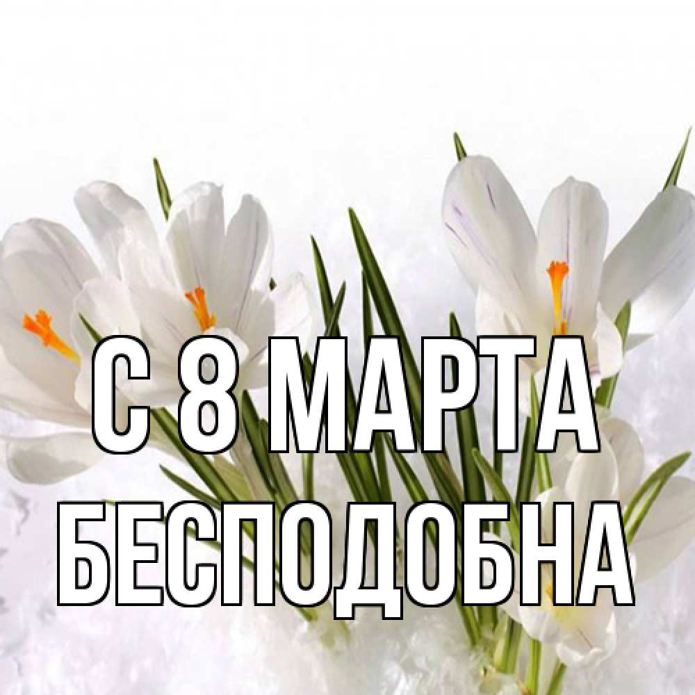 Открытка на каждый день с именем, Бесподобна C 8 МАРТА под снегом Прикольная открытка с пожеланием онлайн скачать бесплатно 