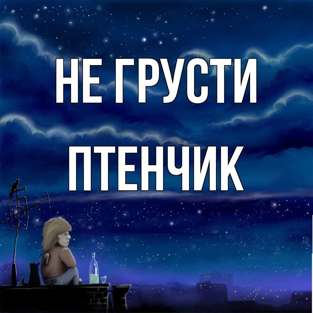 Открытка на каждый день с именем, Птенчик Не грусти город с крыши Прикольная открытка с пожеланием онлайн скачать бесплатно 
