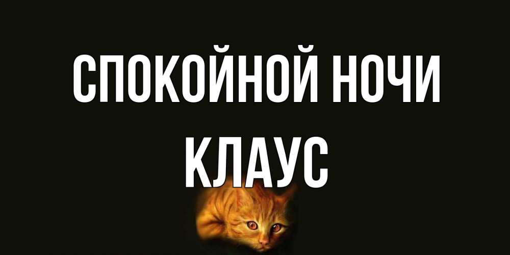 Открытка на каждый день с именем, Клаус Спокойной ночи кот Прикольная открытка с пожеланием онлайн скачать бесплатно 