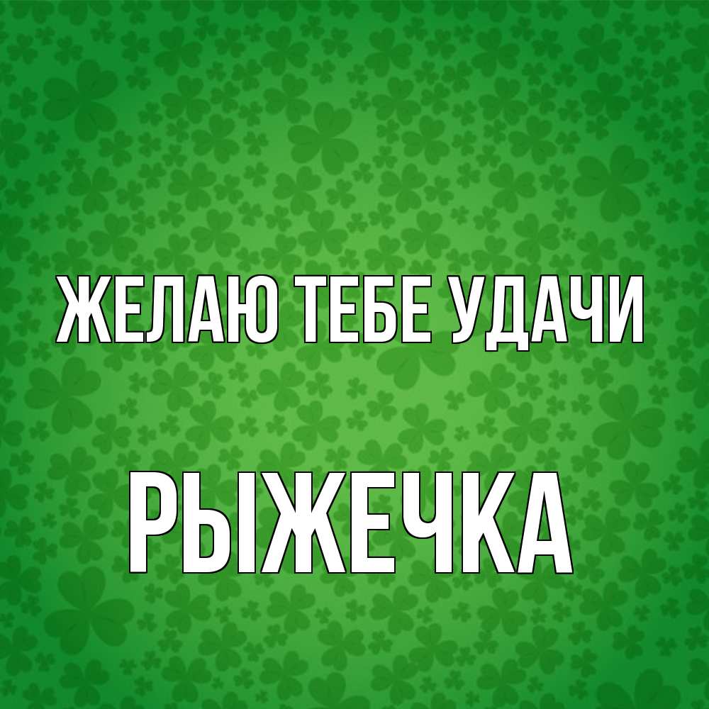 Открытка на каждый день с именем, рыжечка Желаю тебе удачи много листочков на удачу Прикольная открытка с пожеланием онлайн скачать бесплатно 