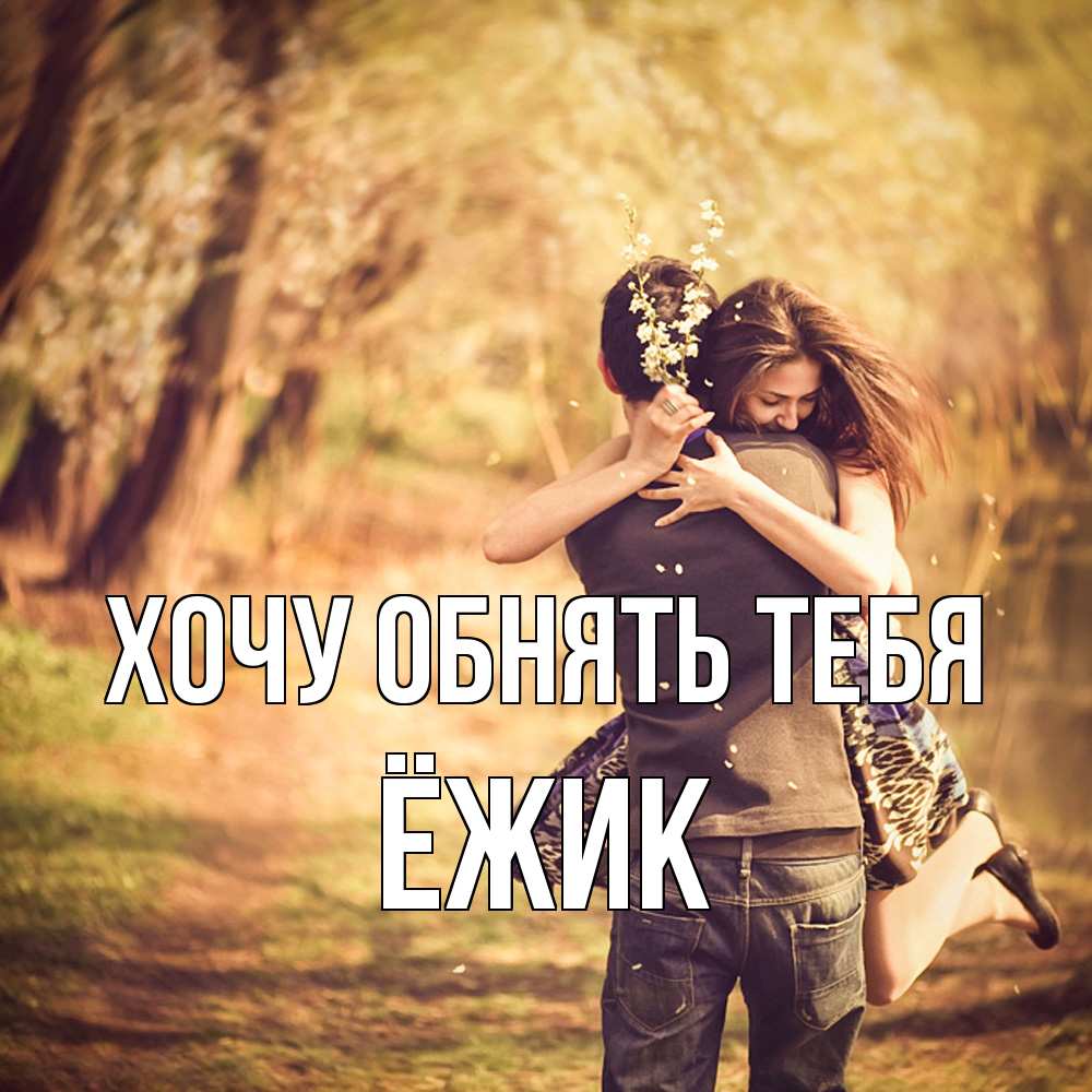Открытка на каждый день с именем, Ёжик Хочу обнять тебя Лес осенний Прикольная открытка с пожеланием онлайн скачать бесплатно 