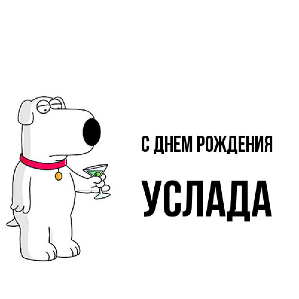 Открытка на каждый день с именем, услада С днем рождения песик с оливками Прикольная открытка с пожеланием онлайн скачать бесплатно 
