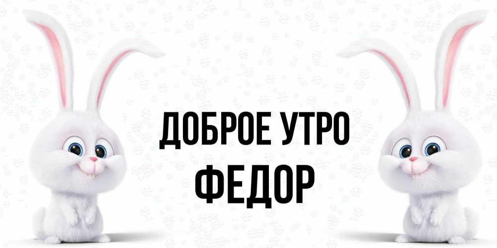Открытка на каждый день с именем, Федор Доброе утро кролики с длинными ушками Прикольная открытка с пожеланием онлайн скачать бесплатно 