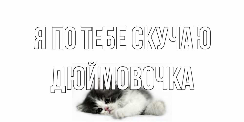 Открытка на каждый день с именем, Дюймовочка Я по тебе скучаю кот, скука Прикольная открытка с пожеланием онлайн скачать бесплатно 