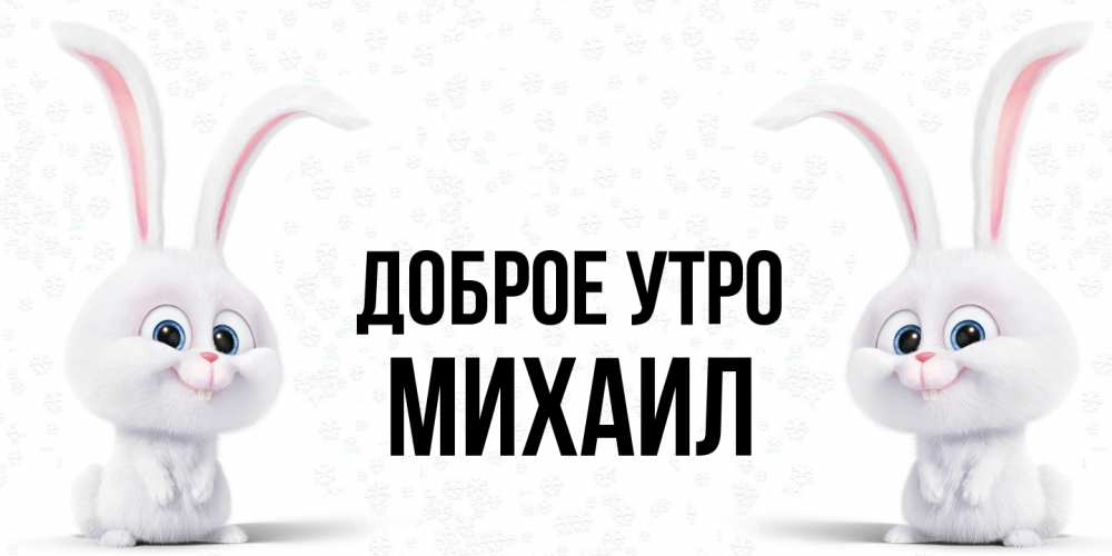 Открытка на каждый день с именем, Михаил Доброе утро кролики с длинными ушками Прикольная открытка с пожеланием онлайн скачать бесплатно 