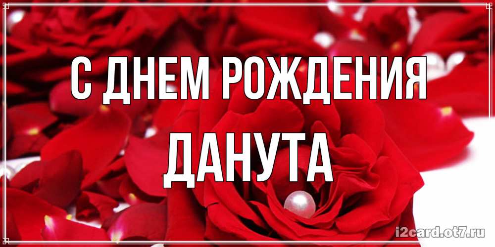Открытка на каждый день с именем, Данута С днем рождения роза с жемчужиной на открытке для любимых Прикольная открытка с пожеланием онлайн скачать бесплатно 