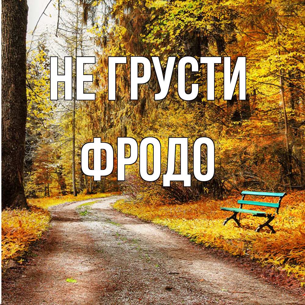 Открытка на каждый день с именем, Фродо Не грусти зеленая лавочка Прикольная открытка с пожеланием онлайн скачать бесплатно 