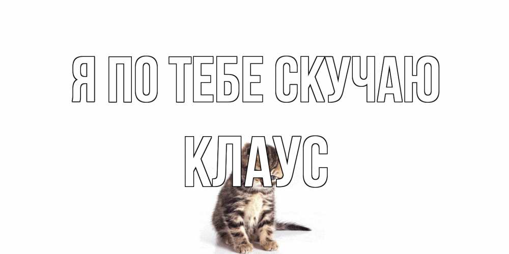 Открытка на каждый день с именем, Клаус Я по тебе скучаю кот Прикольная открытка с пожеланием онлайн скачать бесплатно 