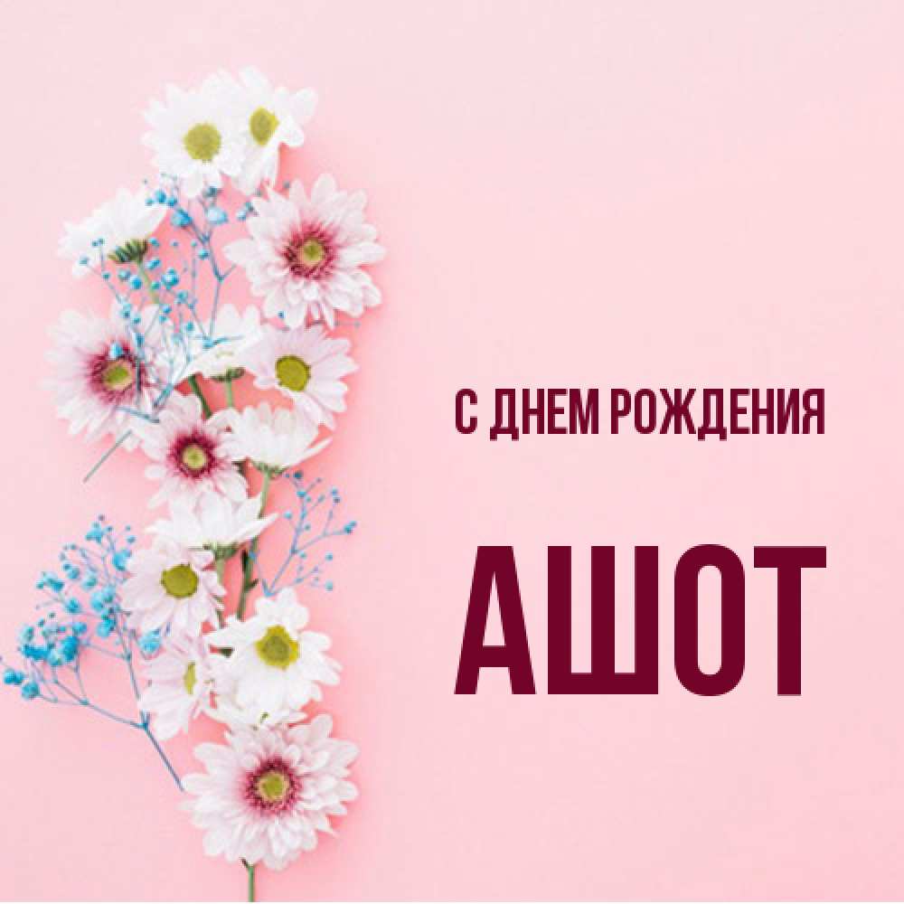 Открытка на каждый день с именем, Ашот С днем рождения Родная моя с днем рождения тебя картинка с цветами белыми и голубыми Прикольная открытка с пожеланием онлайн скачать бесплатно 