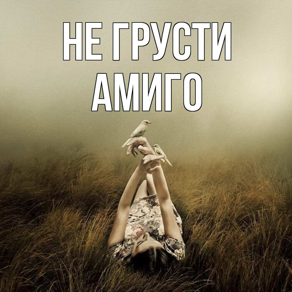 Открытка на каждый день с именем, Амиго Не грусти поле и туман Прикольная открытка с пожеланием онлайн скачать бесплатно 