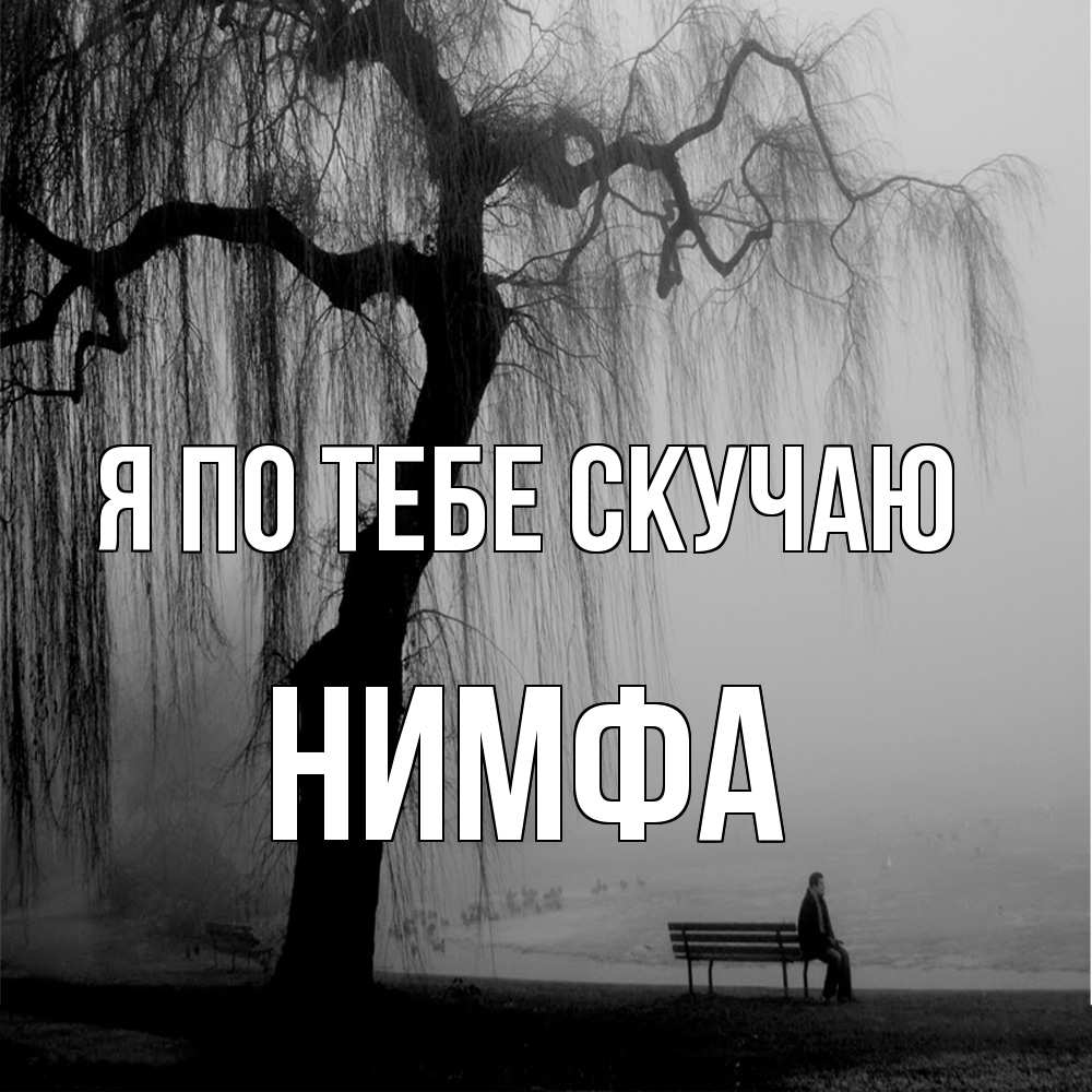 Открытка на каждый день с именем, Нимфа Я по тебе скучаю лавочка под деревом я жду тебя Прикольная открытка с пожеланием онлайн скачать бесплатно 
