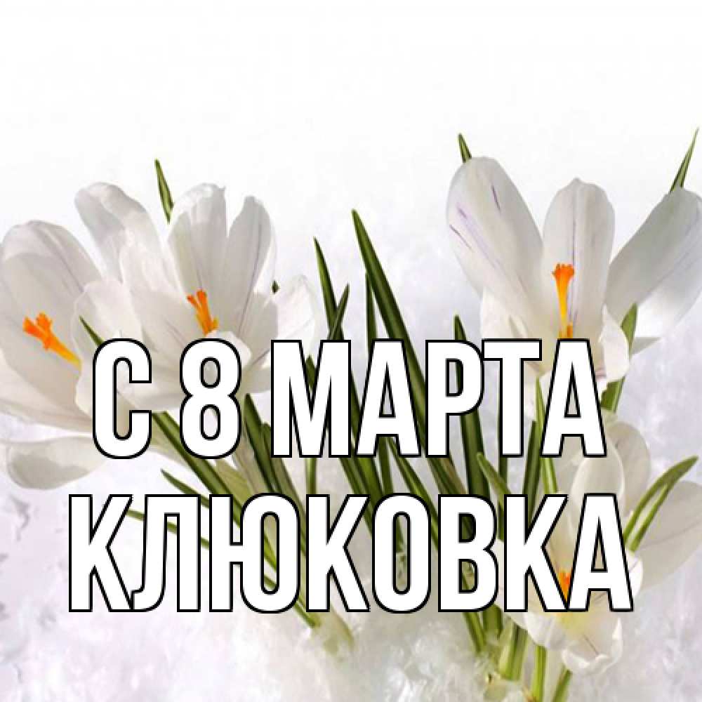 Открытка на каждый день с именем, клюковка C 8 МАРТА под снегом Прикольная открытка с пожеланием онлайн скачать бесплатно 