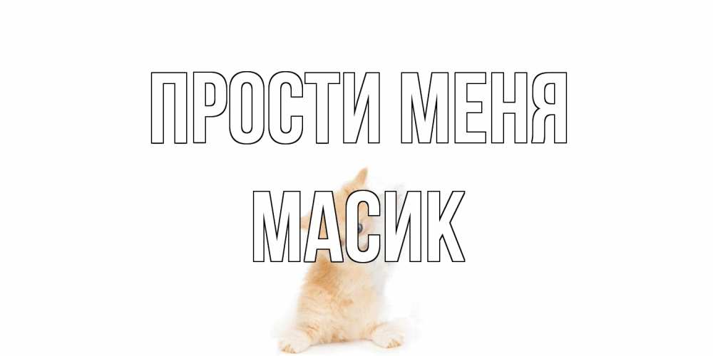 Открытка на каждый день с именем, Масик Прости меня кот Прикольная открытка с пожеланием онлайн скачать бесплатно 