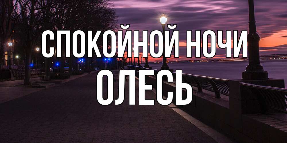 Открытка на каждый день с именем, Олесь Спокойной ночи фонари на фоне реки Прикольная открытка с пожеланием онлайн скачать бесплатно 