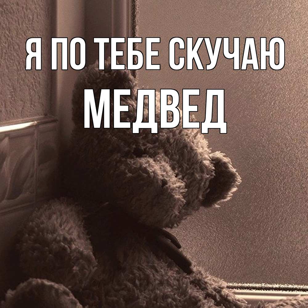 Открытка на каждый день с именем, Медвед Я по тебе скучаю скучаем тут Прикольная открытка с пожеланием онлайн скачать бесплатно 