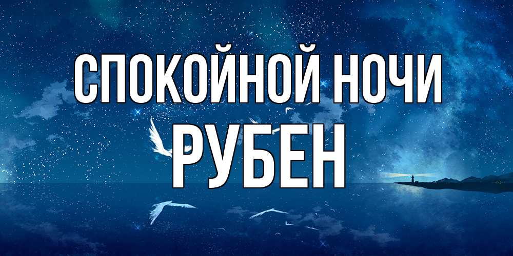 Открытка на каждый день с именем, Рубен Спокойной ночи птицы летят на фоне ночного неба Прикольная открытка с пожеланием онлайн скачать бесплатно 