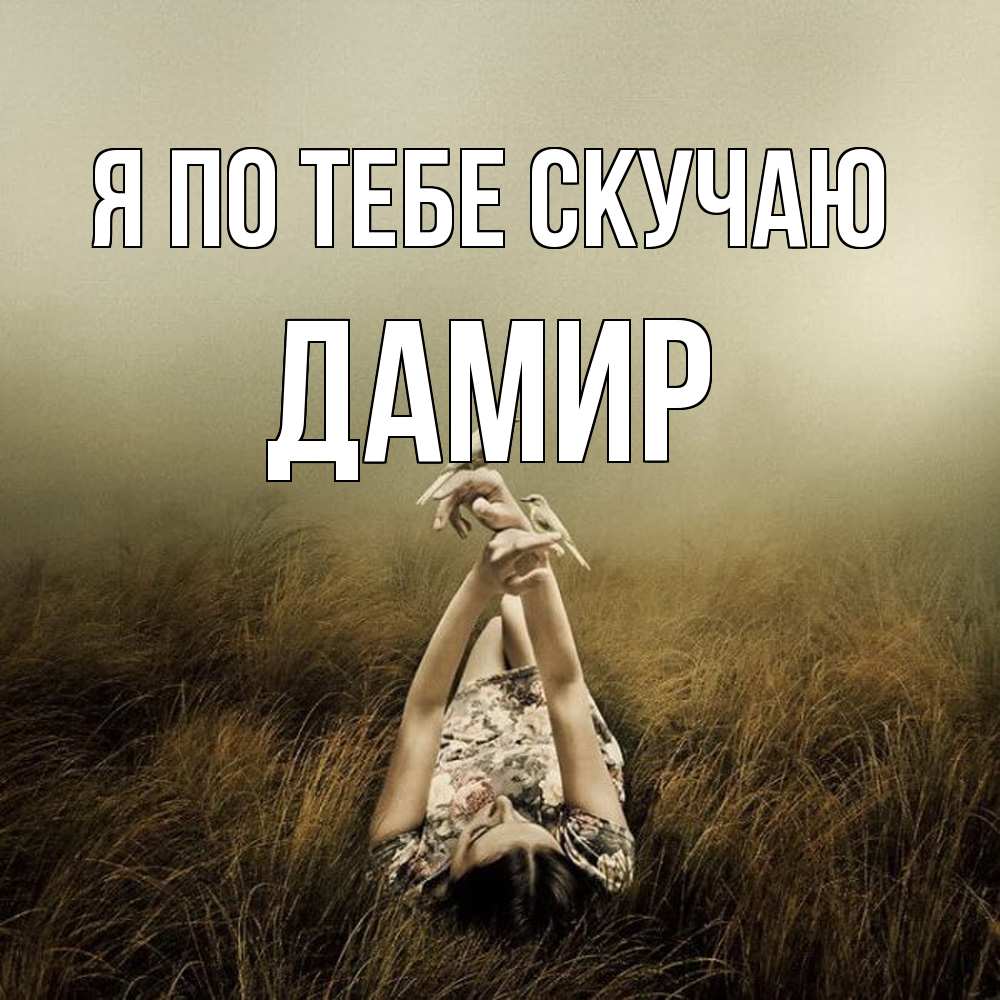 Открытка на каждый день с именем, Дамир Я по тебе скучаю девушка с голубями Прикольная открытка с пожеланием онлайн скачать бесплатно 