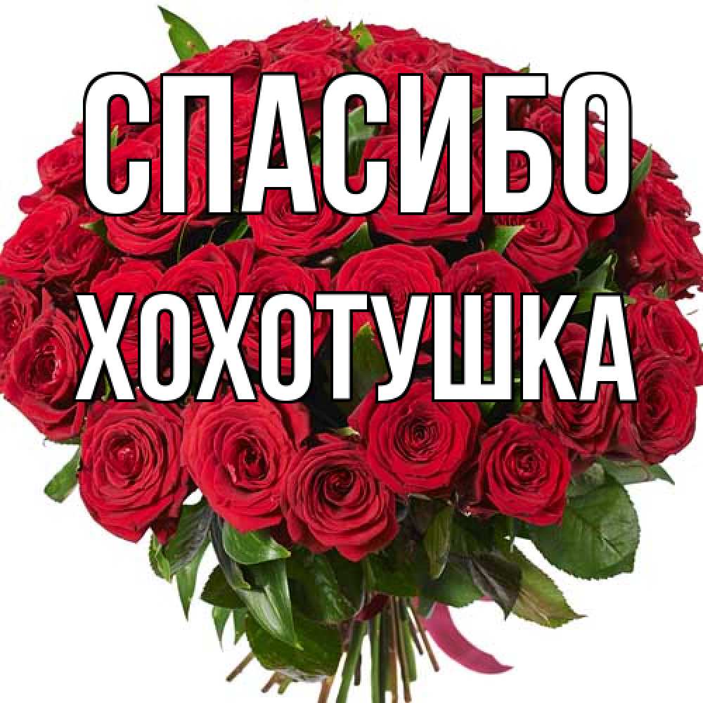 Открытка на каждый день с именем, Хохотушка Спасибо букет красных роз Прикольная открытка с пожеланием онлайн скачать бесплатно 