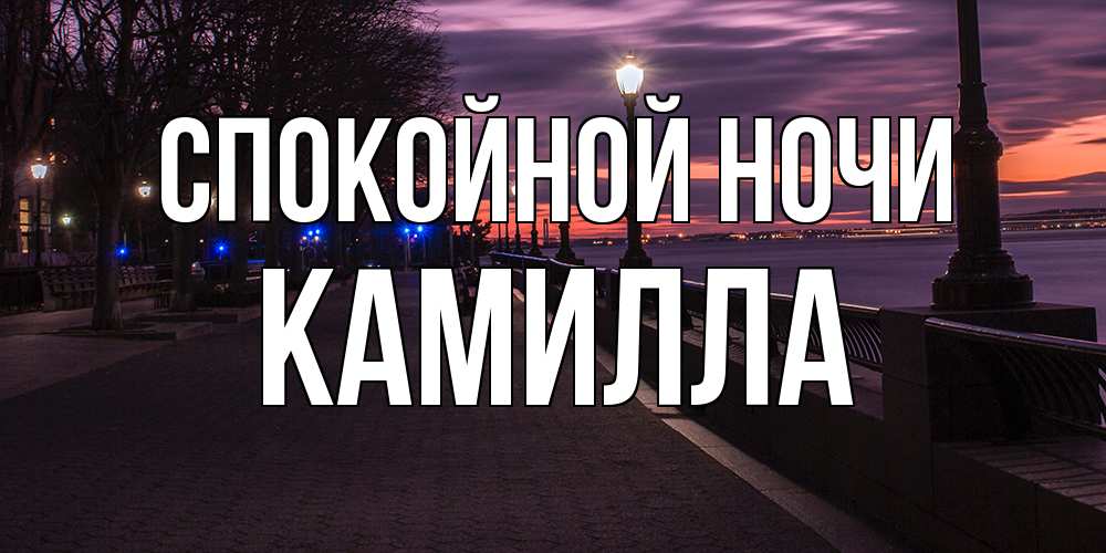 Открытка на каждый день с именем, Камилла Спокойной ночи фонари на фоне реки Прикольная открытка с пожеланием онлайн скачать бесплатно 