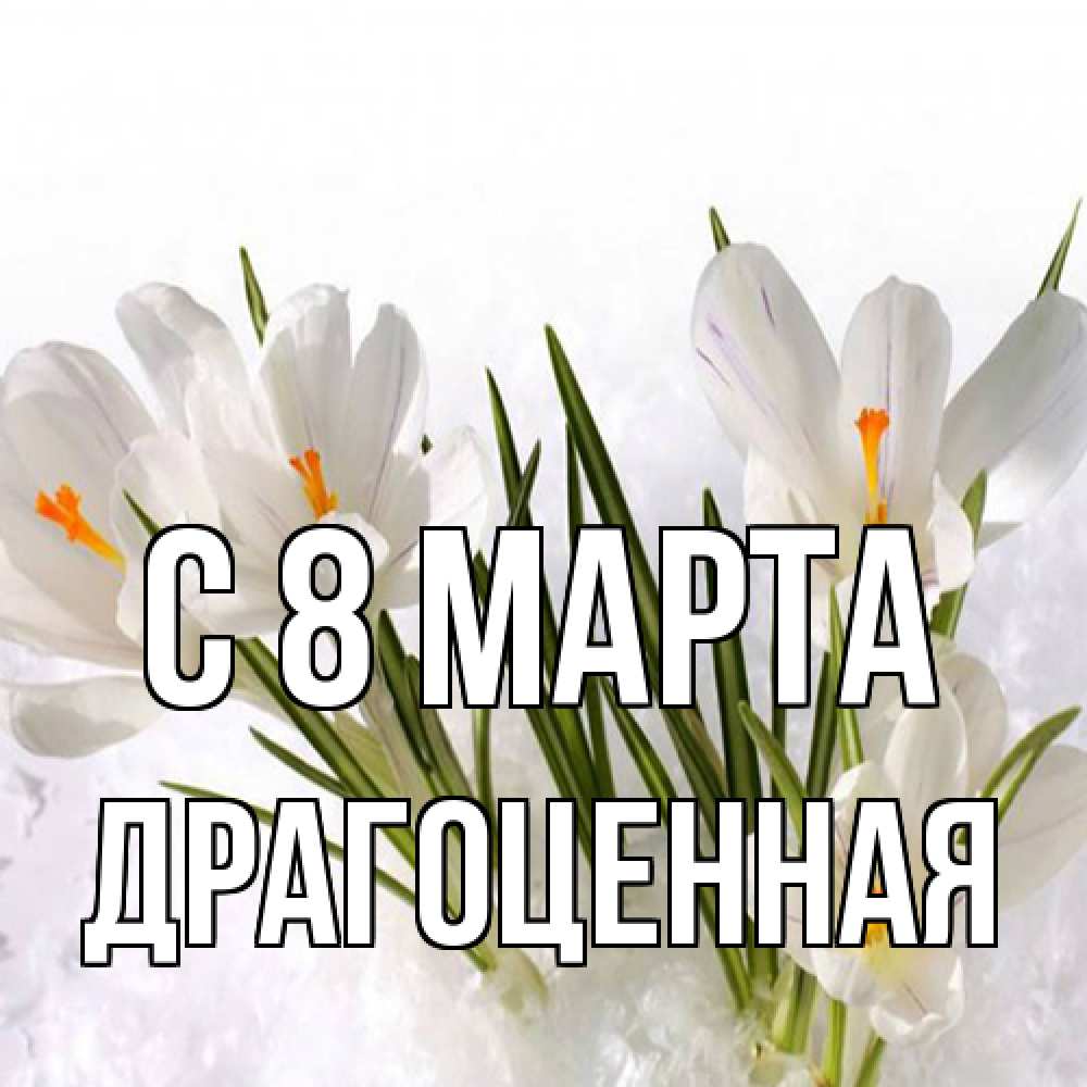 Открытка на каждый день с именем, Драгоценная C 8 МАРТА под снегом Прикольная открытка с пожеланием онлайн скачать бесплатно 