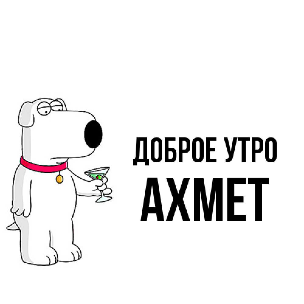 Открытка на каждый день с именем, Ахмет Доброе утро герои мультфильмов белый пес Прикольная открытка с пожеланием онлайн скачать бесплатно 